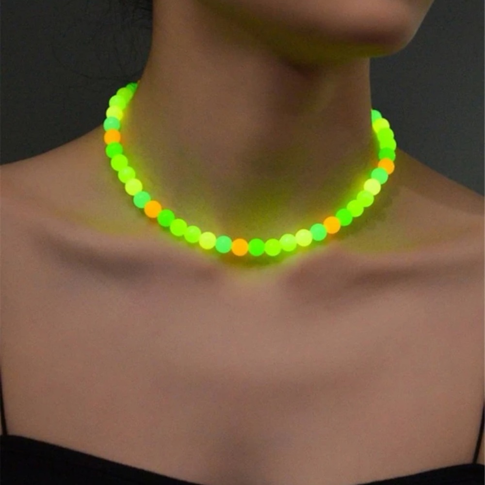 💫 Awesome Colorful Neon Luminous Beaded Glow In The Dark Necklace 💫